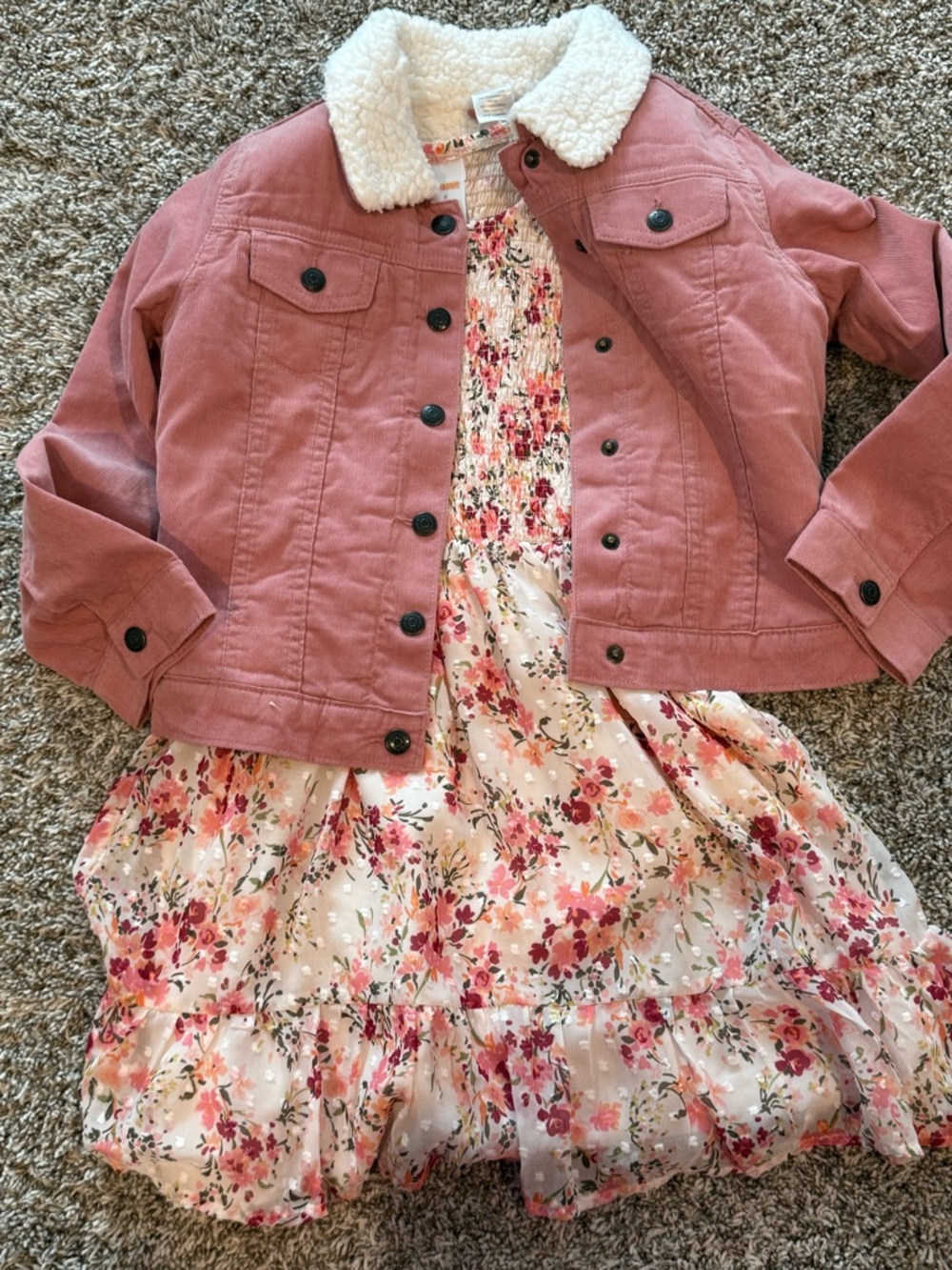 Gymboree Dusty Pink Corduroy Jacket with Cream Sherpa Collar